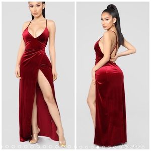 Burgundy velvet maxi dress